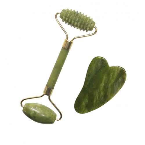 Duo facial massage - Roller and gua sha -Jade