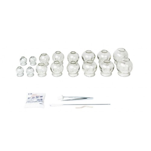 Set of 16 glass cups